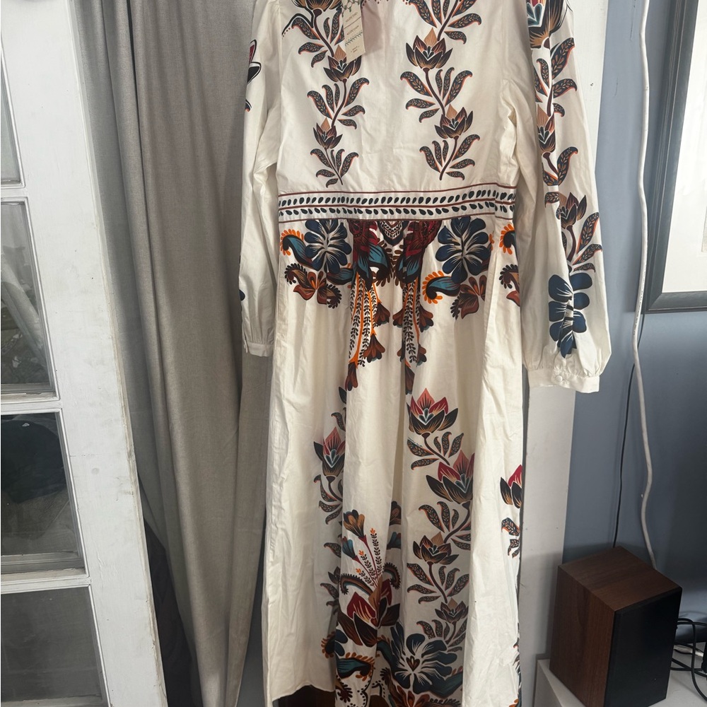 Farm Rio Elegant Floral Long Sleeve Dress